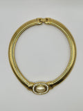 COLLIER VINTAGE TUBOGAS DORATO CON PERLA E CRISTALLI – GIROCOLLO 45 CM