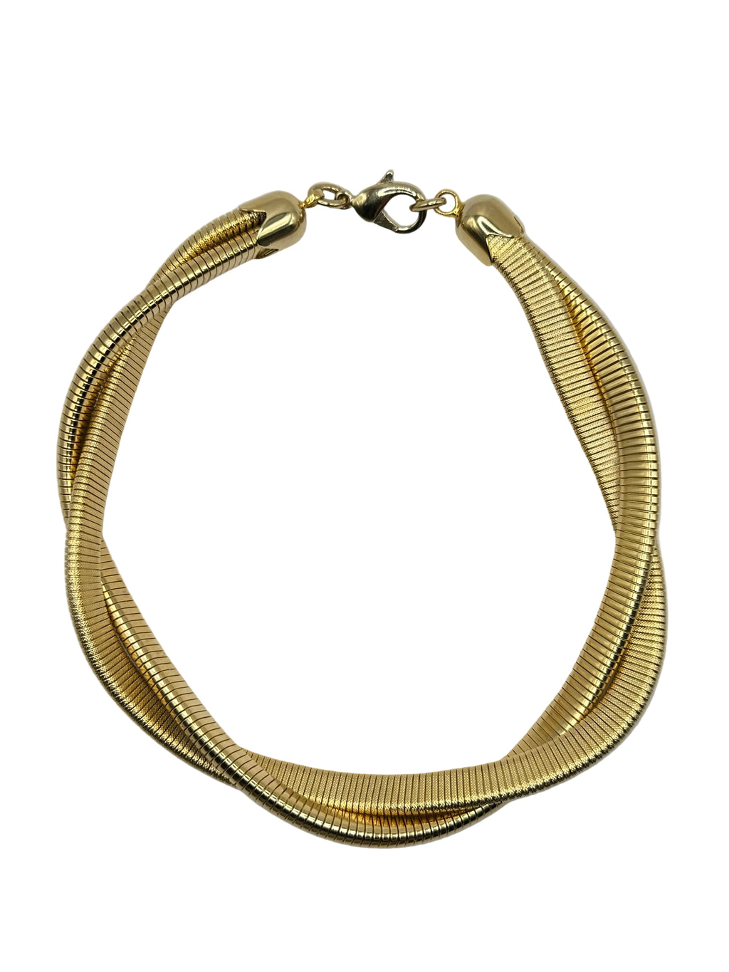 COLLANA VINTAGE GIROCOLLO DORATO A DOPPIO FILO INTRECCIATO TUBOGAS - ANNI ’90