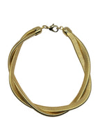COLLANA VINTAGE GIROCOLLO DORATO A DOPPIO FILO INTRECCIATO TUBOGAS - ANNI ’90