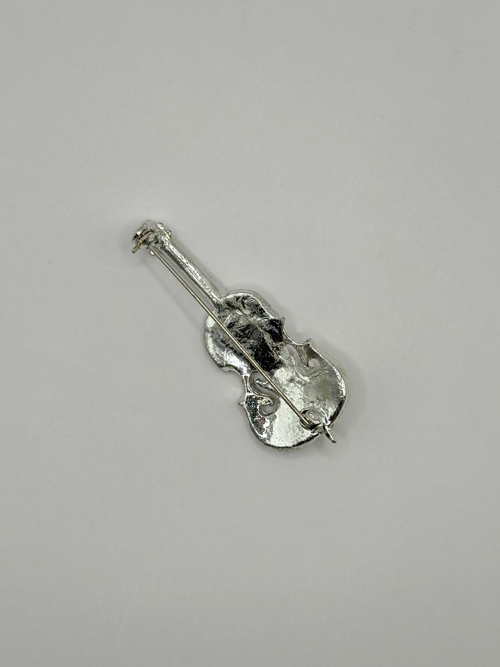 SPILLA VINTAGE “CRYSTAL VIOLIN” CON STRASS E CRISTALLI BAGUETTE