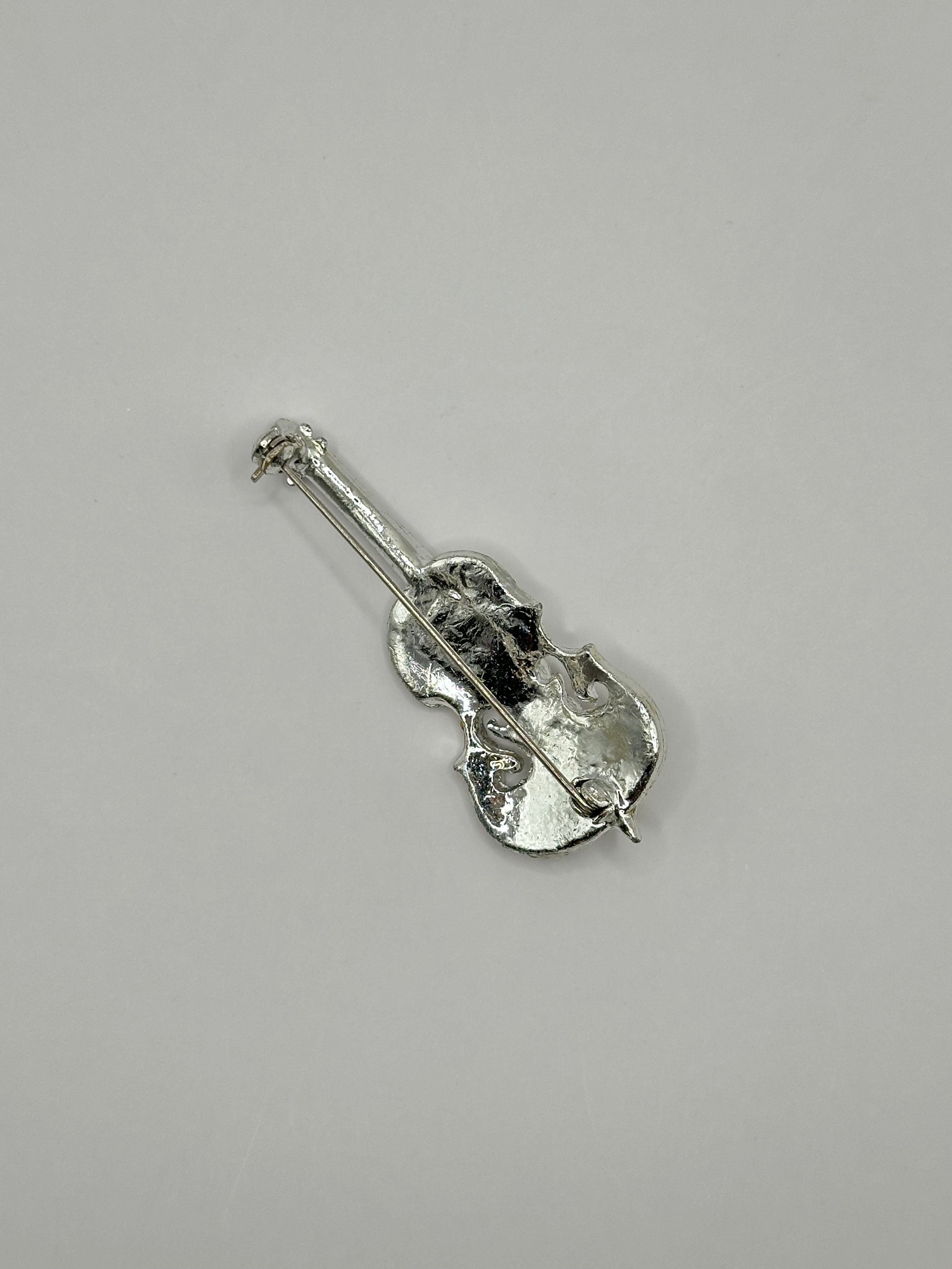SPILLA VINTAGE “CRYSTAL VIOLIN” CON STRASS E CRISTALLI BAGUETTE