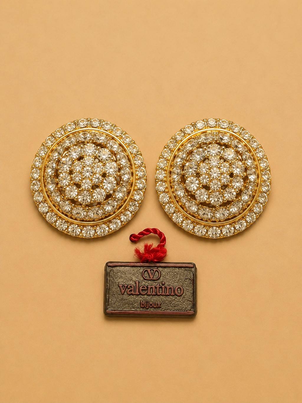 ORECCHINI VALENTINO BIJOUX BOMBATI CON CRISTALLI PAVÉ ANNI - ’80