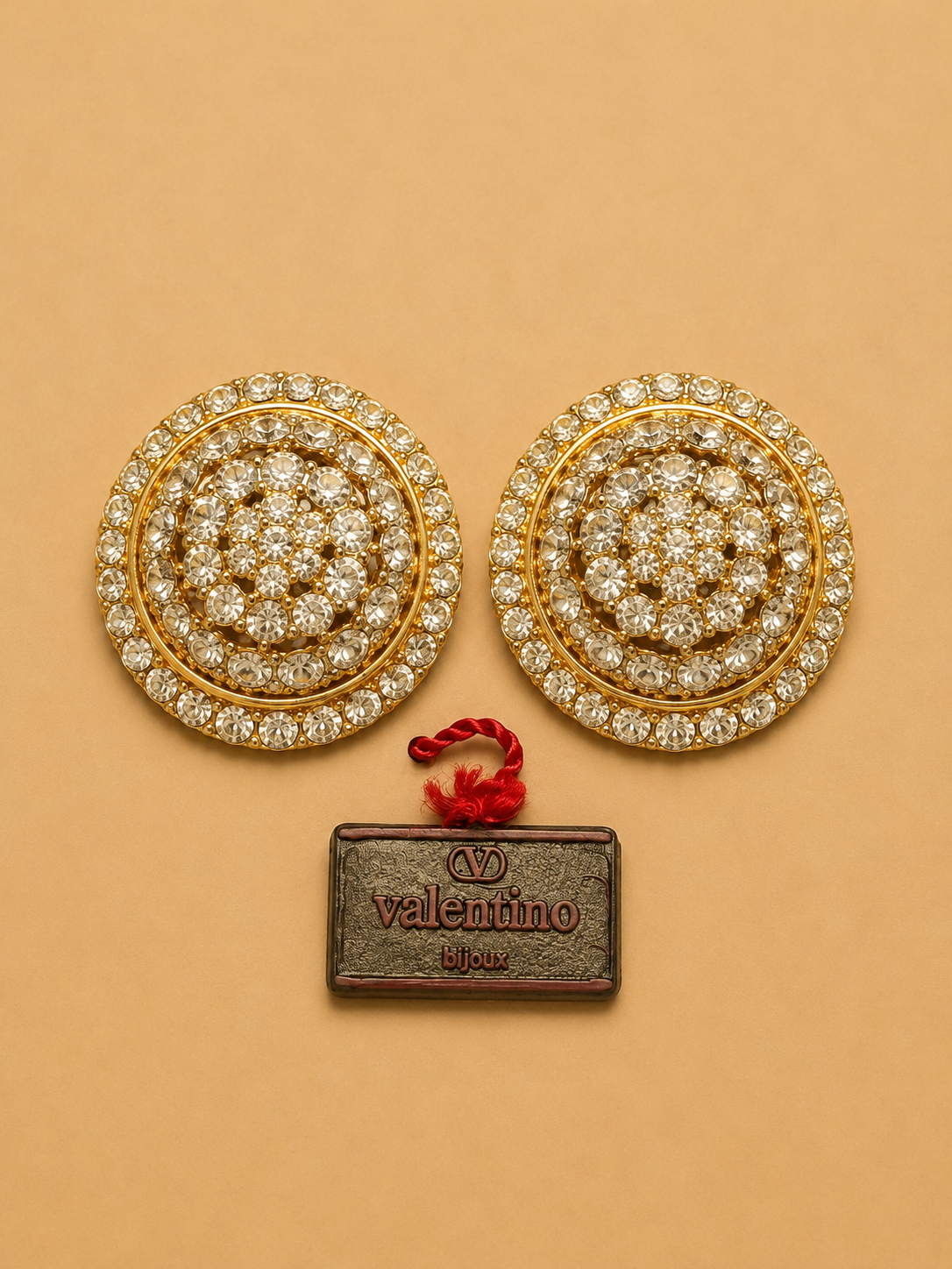 ORECCHINI VALENTINO BIJOUX BOMBATI CON CRISTALLI PAVÉ ANNI - ’80