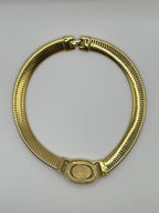 COLLIER VINTAGE TUBOGAS DORATO CON PERLA E CRISTALLI – GIROCOLLO 45 CM