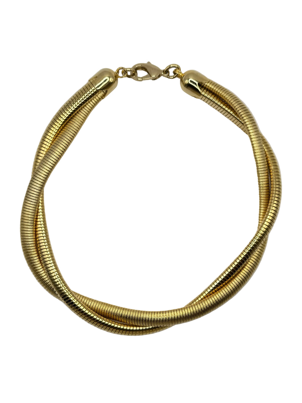 COLLANA VINTAGE GIROCOLLO DORATO A DOPPIO FILO INTRECCIATO TUBOGAS - ANNI ’90