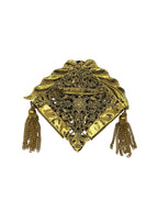 SPILLA VINTAGE “VENTAGLIO BIZANTINO” CON NAPPE E CABOCHON NERO– STATEMENT COUTURE
