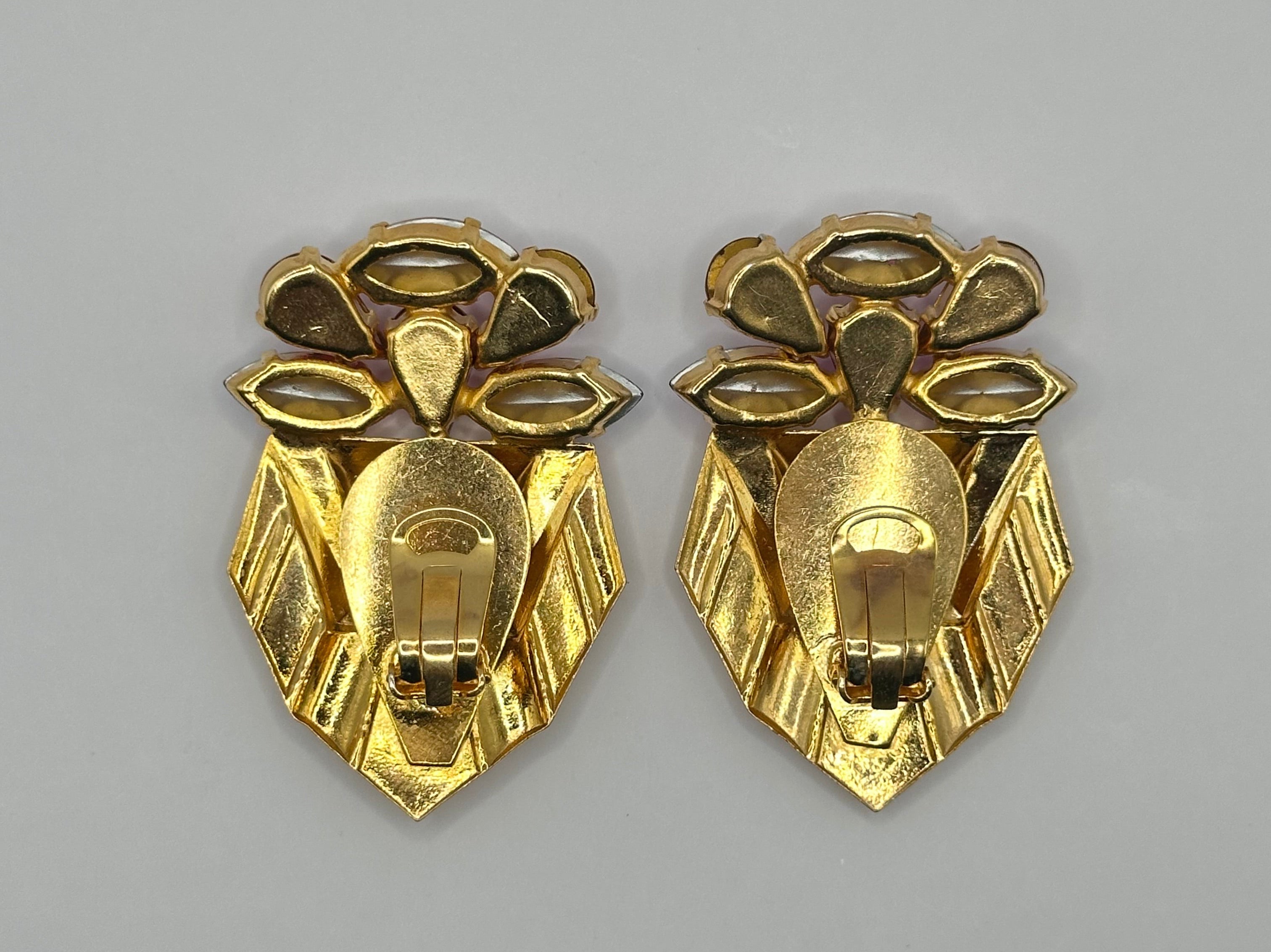 ORECCHINI VINTAGE CLIP DORATI CON CRISTALLI– TRE VARIANTI DI COLORE