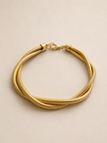 COLLANA VINTAGE GIROCOLLO DORATO A DOPPIO FILO INTRECCIATO TUBOGAS - ANNI ’90
