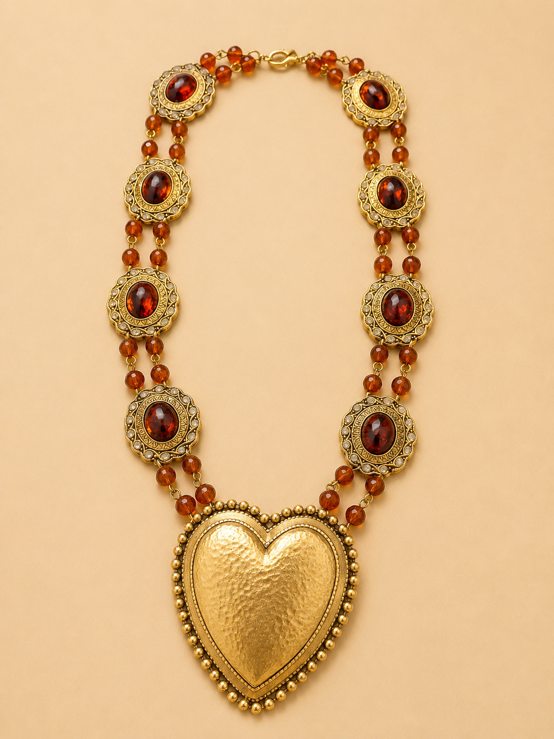 COLLANA VINTAGE SACRER HEART GARNET - ANNI '80