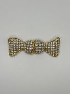 SPILLA VINTAGE “FIOCCO DI CRISTALLO” DORATA CON PAVÉ DI STRASS – ELEGANZA CLASSICA