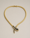 COLLANA VINTAGE GIROCOLLO DORATO A SERPENTE CON SMALTO E STRASS - ANNI ’80