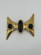 SPILLA VINTAGE “NOIR ECLIPSE” CON CABOCHON NERI – ANNI 80