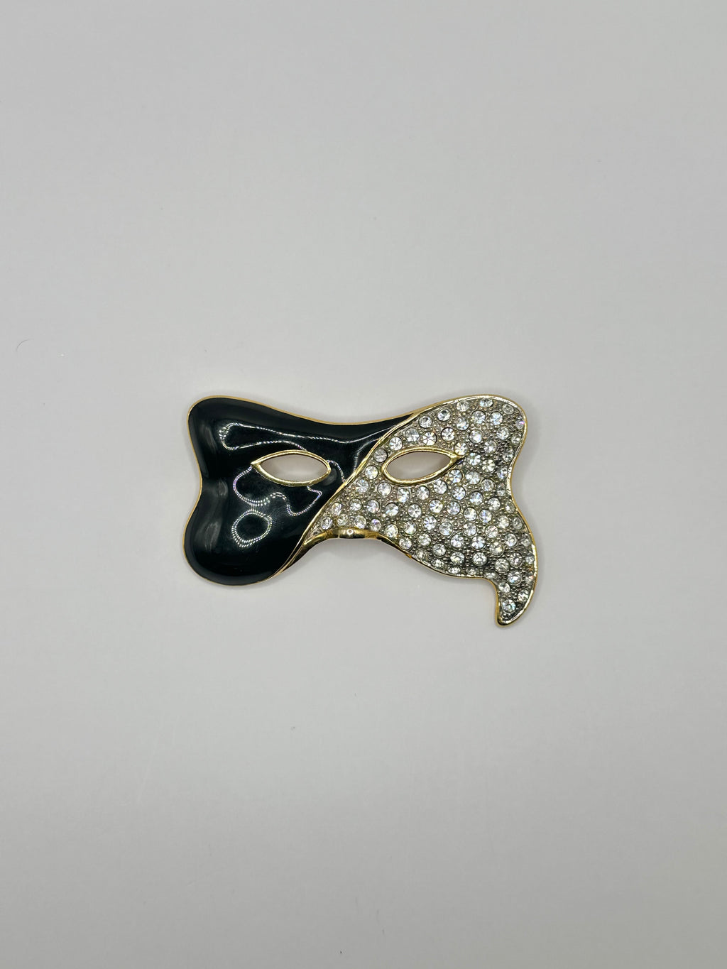 SPILLA VINTAGE “MASCHERA VENEZIANA” SMALTATA E STRASS
