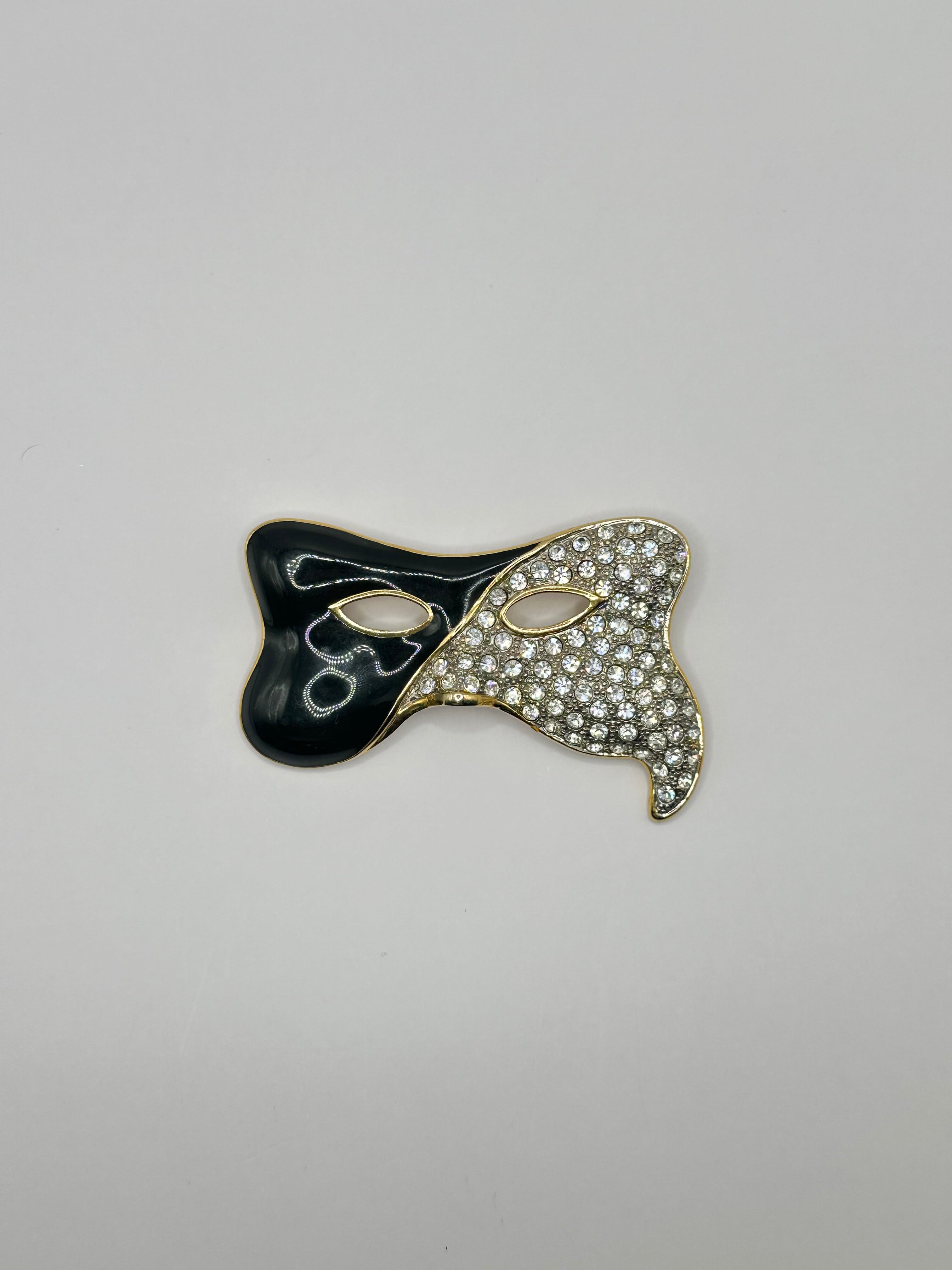 SPILLA VINTAGE “MASCHERA VENEZIANA” SMALTATA E STRASS