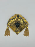 SPILLA VINTAGE “VENTAGLIO BIZANTINO” CON NAPPE E CABOCHON NERO– STATEMENT COUTURE