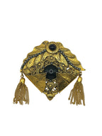 SPILLA VINTAGE “VENTAGLIO BIZANTINO” CON NAPPE E CABOCHON NERO– STATEMENT COUTURE