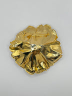 SPILLA VINTAGE “PEONIA IMPERIALE” IN METALLO DORATO CON STRASS – COUTURE STATEMENT