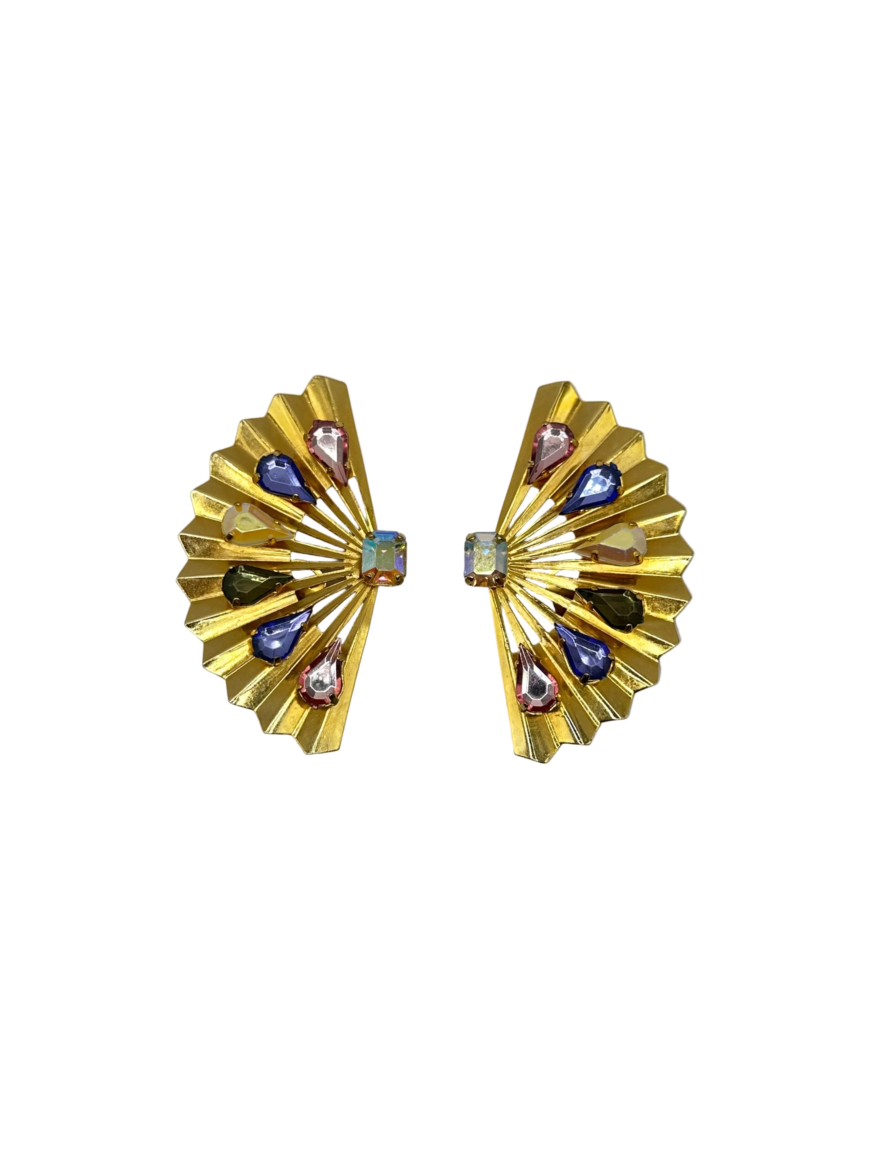 ORECCHINI VINTAGE “ÉVENTAIL MULTICOLOR” – ANNI 80