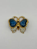 SPILLA VINTAGE “FARFALLA ZAFFIRO” CON CRISTALLI BLU E STRASS -ANNI 80