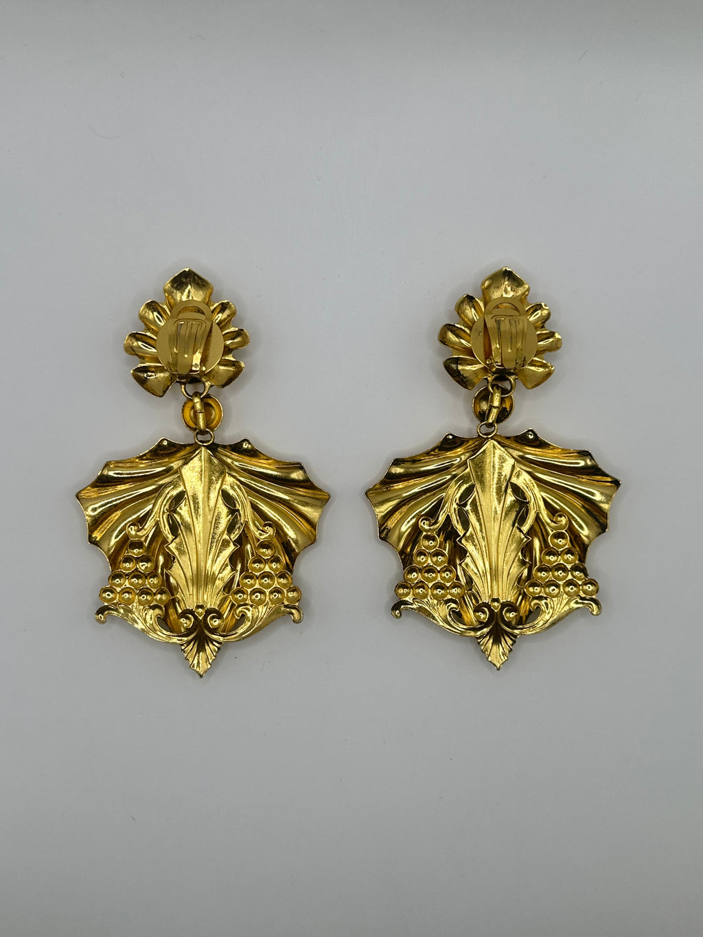 ORECCHINI VINTAGE “ROYAL FAN” DORATI CON CRISTALLI