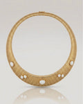 COLLANA VINTAGE BIJOUX CASCIO DORATA CON PIETRE BIANCHE A GIROCOLLO - ANNI ’80