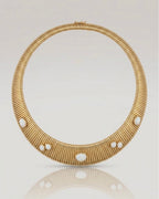 COLLANA VINTAGE BIJOUX CASCIO DORATA CON PIETRE BIANCHE A GIROCOLLO - ANNI ’80
