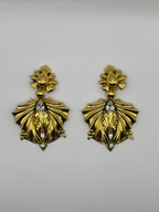 ORECCHINI VINTAGE “ROYAL FAN” DORATI CON CRISTALLI