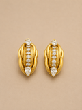 ORECCHINI VINTAGE A CLIP DORATI A NODO CON STRASS E GOCCE CRISTALLINE - ANNI ’80