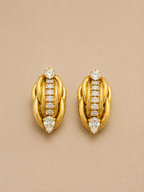 ORECCHINI VINTAGE A CLIP DORATI A NODO CON STRASS E GOCCE CRISTALLINE - ANNI ’80